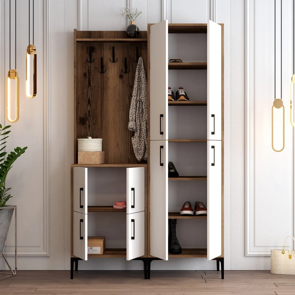 Előszobafal Berlin BA - Walnut, White
