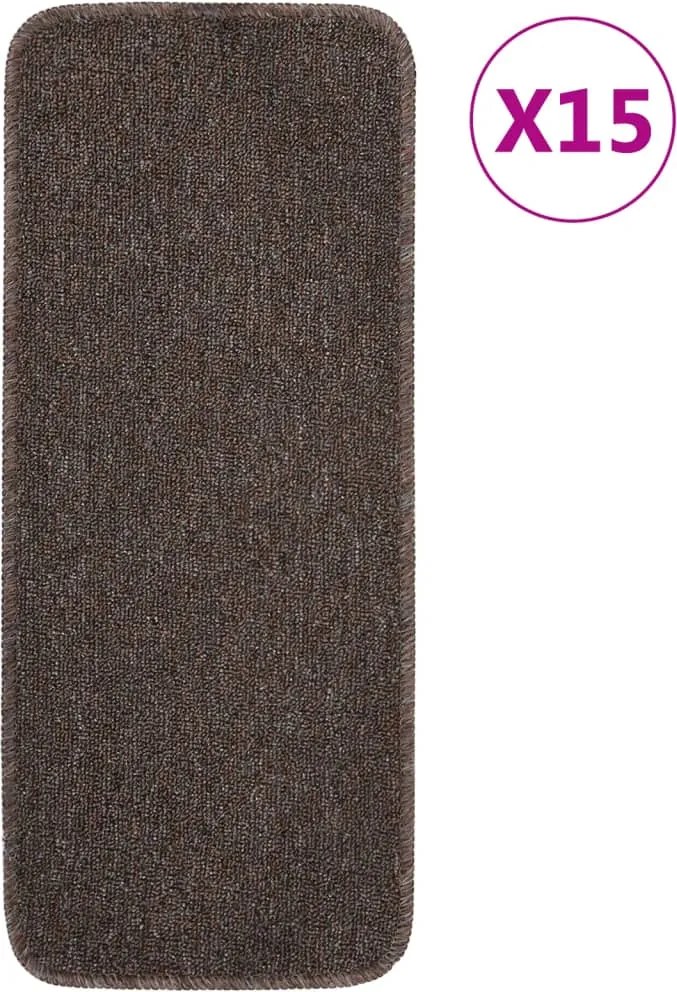 vidaXL 15 db barna négyszögű csúszásmentes lépcsőszőnyeg 60 x 25 cm