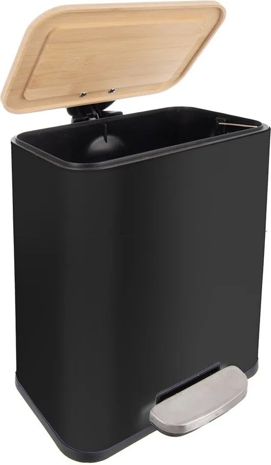 Fekete rozsdamentes acél pedálos szemetes 5 l Black – Orion