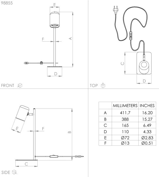 Eglo 98855 - LED Asztali lámpa CEPPINO 1xGU10/4,5W/230V fekete