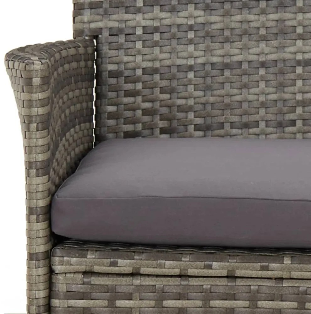 3részes szürke polyrattan kerti bisztrógarnitúra párnákkal