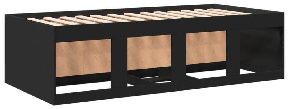 fekete kanapéágy fiókkal matrac nélkül 90x190 cm
