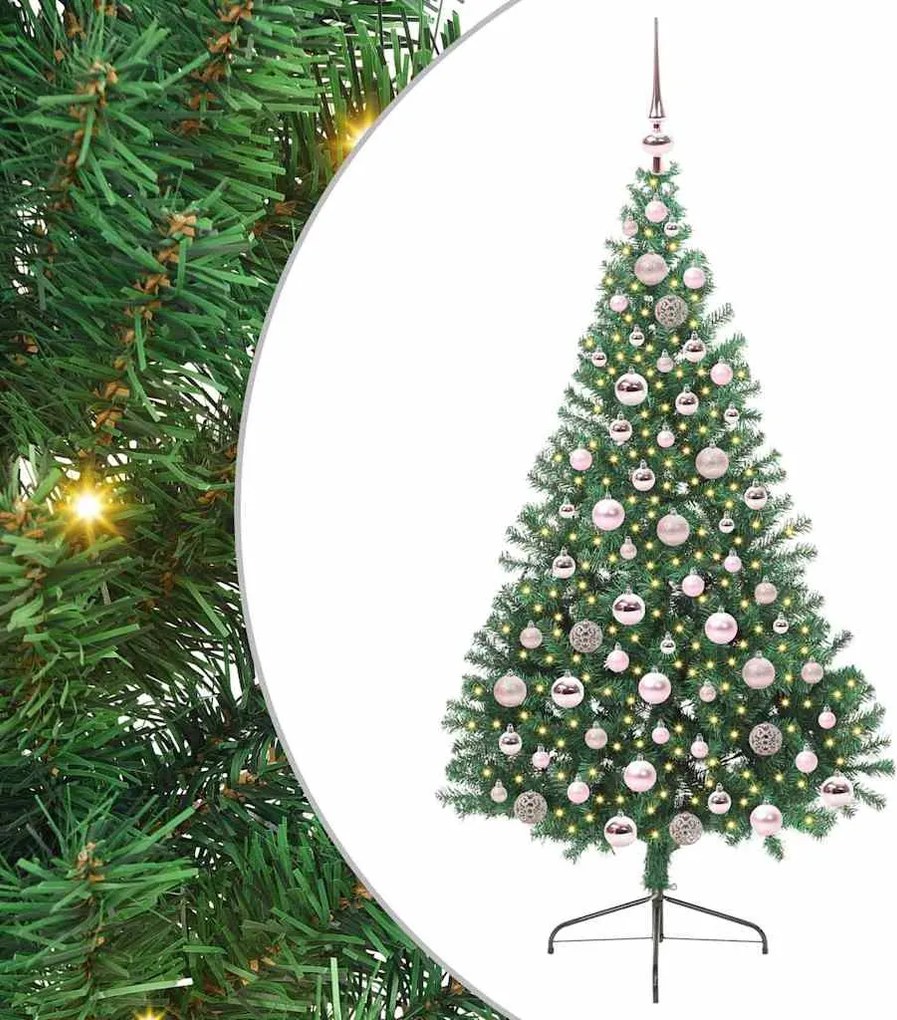 vidaXL Mesterséges, előre világított karácsonyi fa Zöld 180 cm PVC