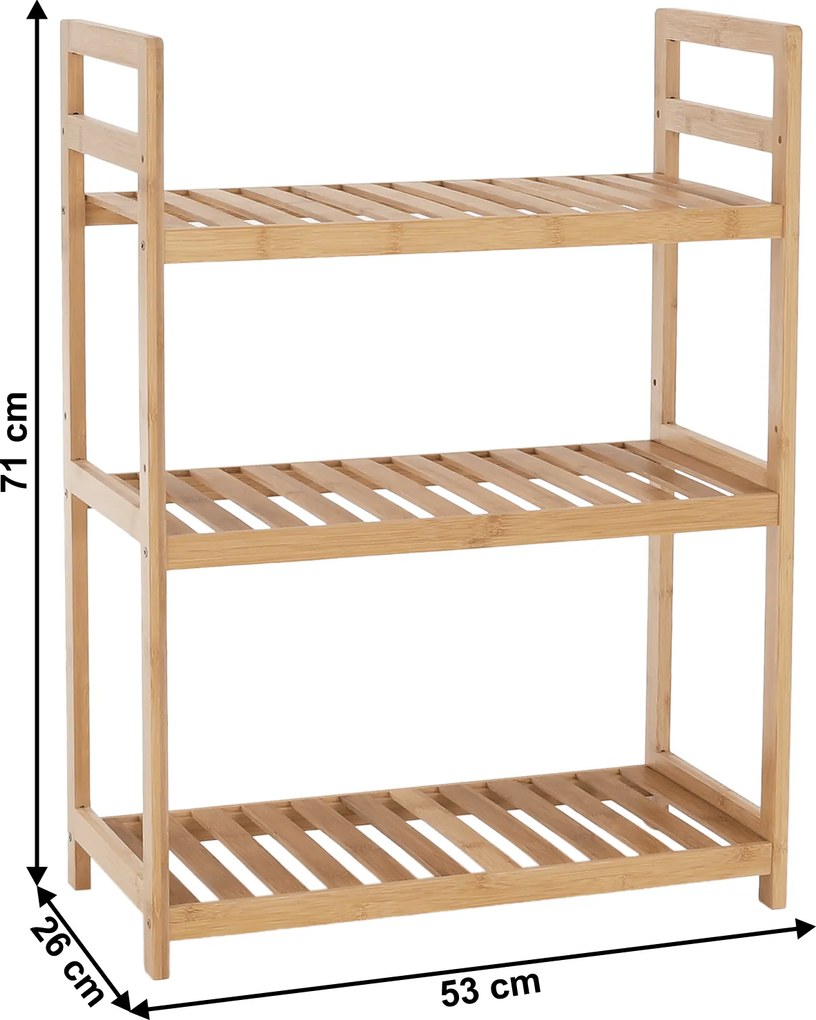 3 polcos polcállvány, természetes bambusz, FIORE TYP 1