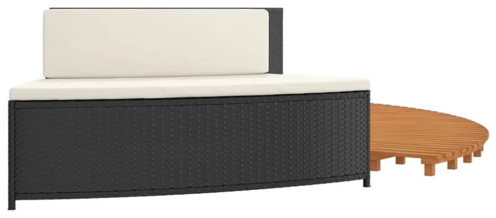 fekete polyrattan és tömör akácfa jakuzzi-keret