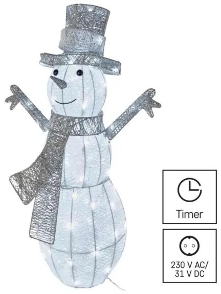 LED kültéri karácsonyi dekoráció 80 LED/3,6W/230V IP44 82 cm hóember