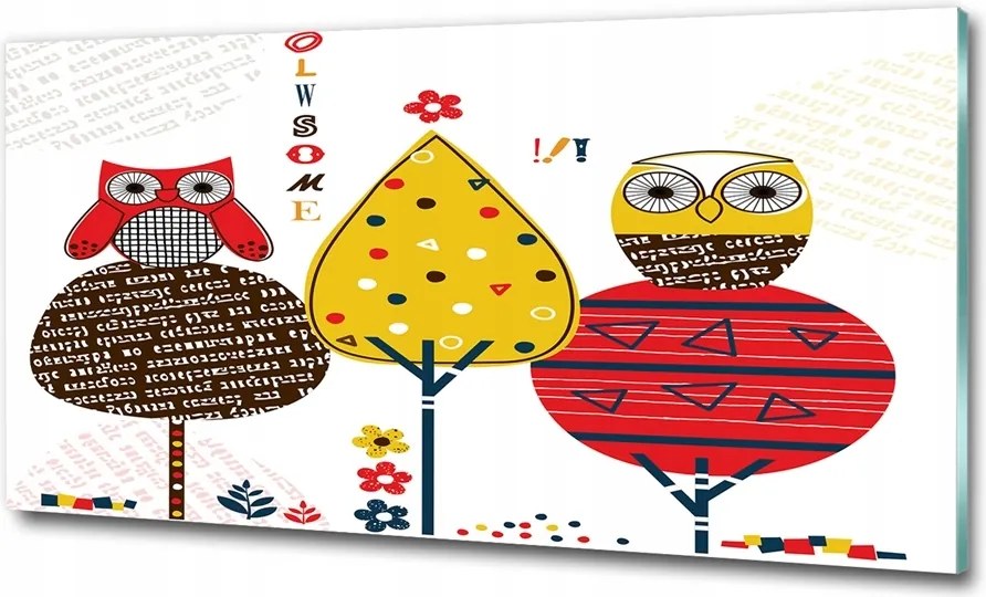 Fotótapéta üvegfalra Baglyok a fán 100x50