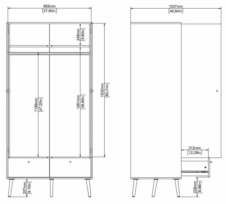 Antracitszürke ruhásszekrény 99x200 cm Bodo – Tvilum