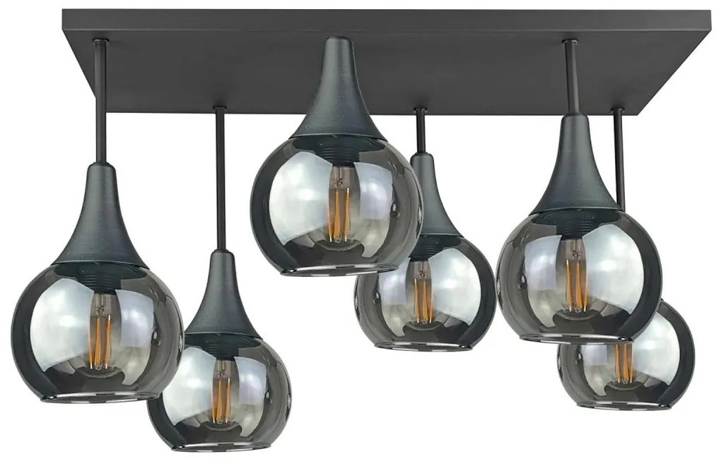 Felületre szerelhető csillár  SOMA 6xE27/60W/230V fekete/füstös fekete