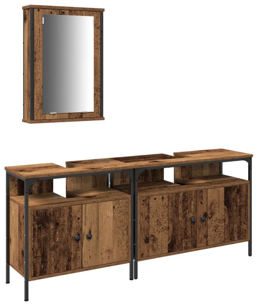 Fürdőszobai Mosdószekrények 3 pcs Barna 80 x 30 x 60 cm Faanyag