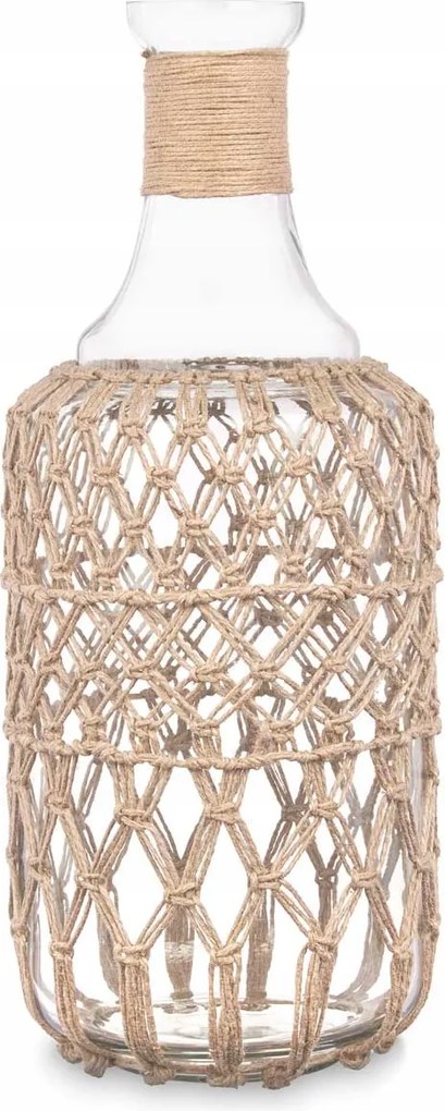 Üveg Palack Kancsó Természetes Zsinór Fonattal 20 X 20 X 48 CM