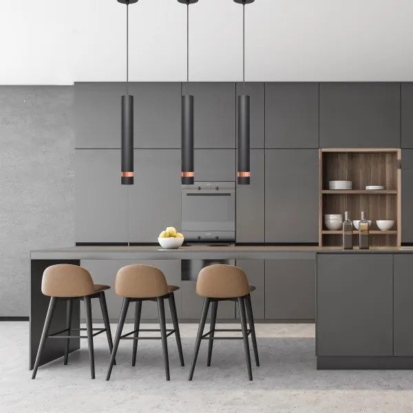 LED Csillár zsinóron TUBA 1xGU10/4,8W/230V fekete/réz