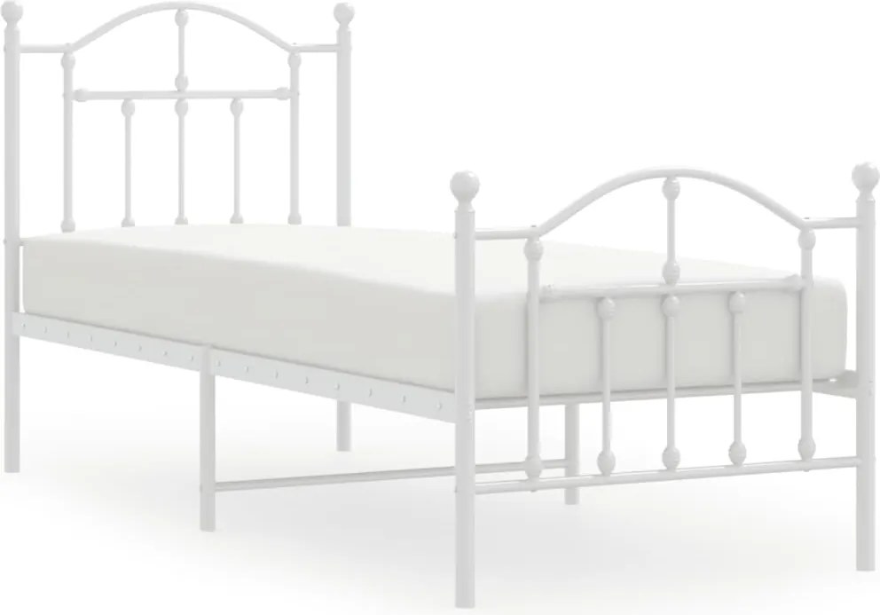 vidaXL fehér fém ágykeret fej- és lábtámlával 75 x 190 cm