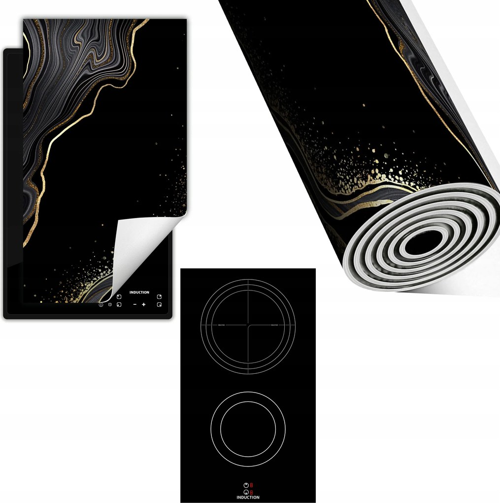 Indukciós Védőszőnyeg Konyhapult 30x52 fekete márvány