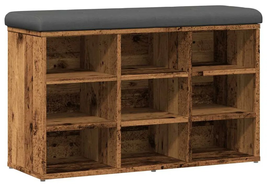 antik fa szerelt fa cipőtároló pad 82x32x50 cm