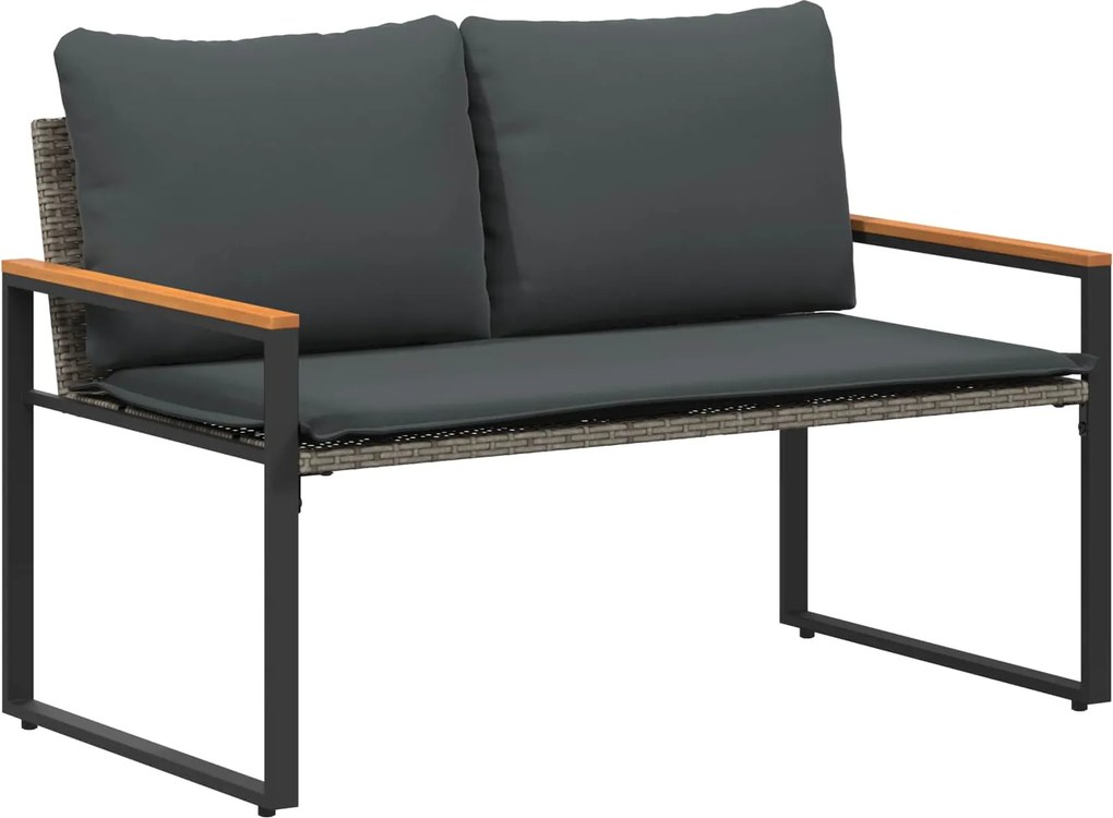 vidaXL pad párnával Szürke és sötétszürke 115 x 65 x 72 cm Rattan