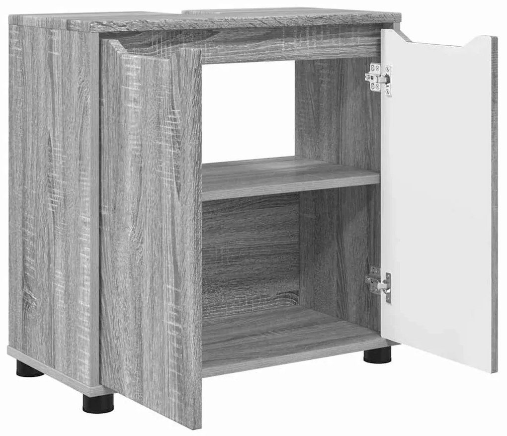 Fürdőszoba mosdószekrény Szürke Sonoma 60 x 30 x 60 cm Faanyag
