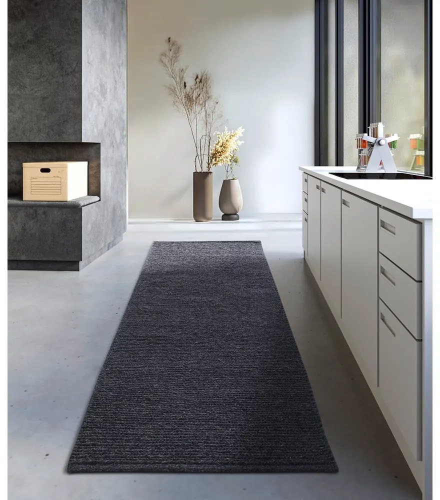 Sötétszürke kézi szövésű gyapjú futószőnyeg 80x200 cm Francois – Villeroy&amp;Boch