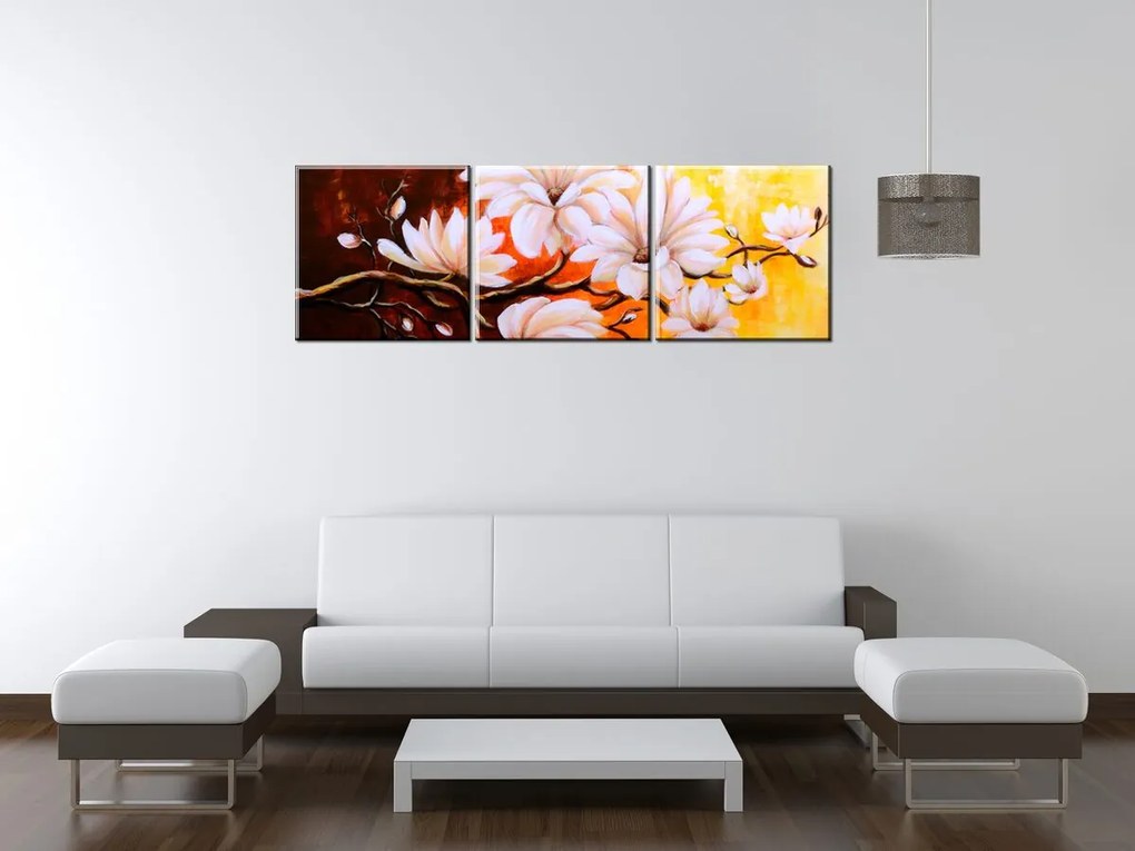 Gario Vászonkép Színes magnóliák - 3 részes Méret: 90 x 70 cm