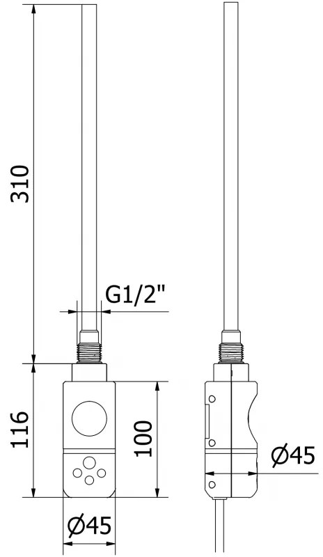 Mexen, Mexen Mars elektromos fűtés 700 x 400 mm, 300 W, króm - W110-0700-400-2300-01