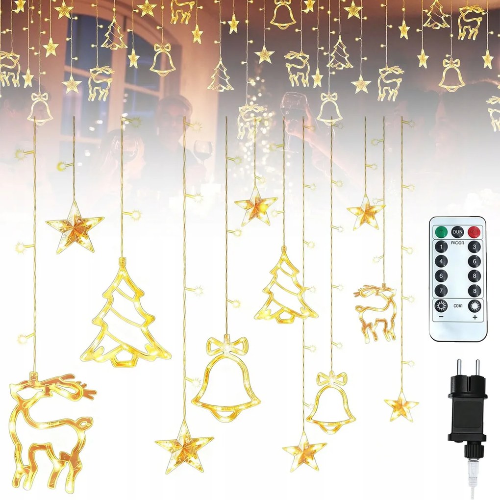 Fényfüggöny 138 Led Karácsonyfa Fényfüzér Fehér Meleg 2.3M