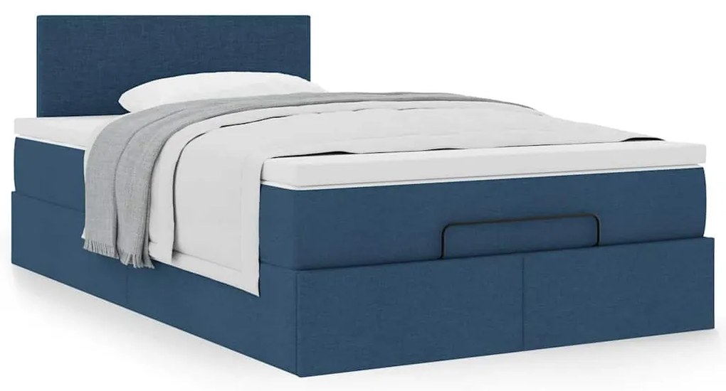 Ottomán ágy matraccal kék 120x200 cm szövet
