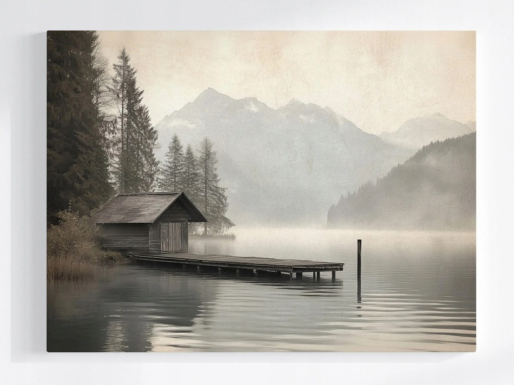 Poszter Tájkép Tó Erdő Hegyek Híd Kikötő 100x75