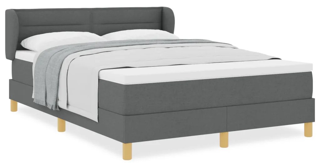 Boxspring Ágy Matrac Szürke 160x200 cm Kárpittal