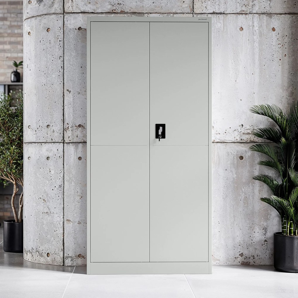 Fém tárolószekrény DAWID, 900 x 1850 x 400 mm, Smart: szürke