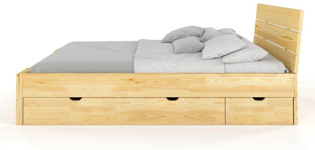 Franciaágy 160 cm Tosen High Drawers (Fenyő). 800208