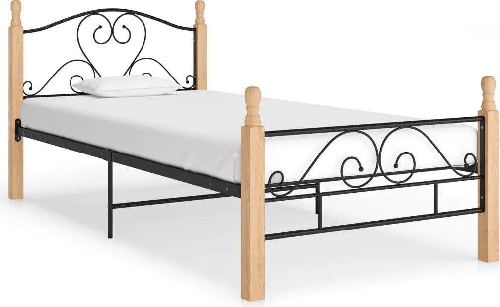 vidaXL fekete fém ágykeret 100 x 200 cm