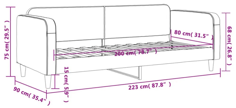 világosszürke szövet kanapéágy keret 80 x 200 cm