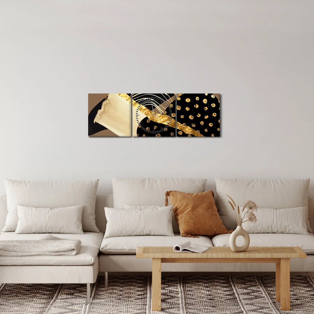Kép - Absztrakció aranybarna N⁰1 (órával) (90x30 cm)