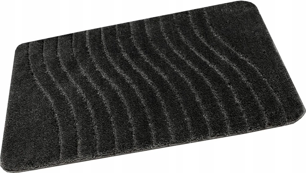 Fürdőszobaszőnyeg Gumírozott Wc-szőnyeg Grafit Hullámok Csíkok Sara 50x60 cm