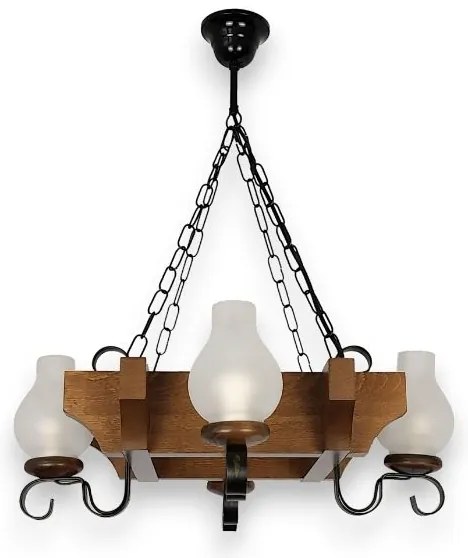 Brilagi - Csillár láncon QUEEN 4xE14/40W/230V bükkfa/dió