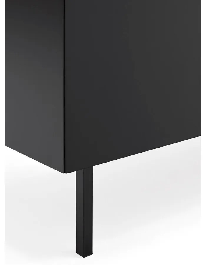 Fekete alacsony komód tölgyfa dekorral 165x78 cm Arista – Teulat