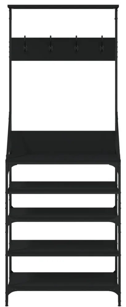 fekete ruhafogas cipőpolccal 70x34x184 cm