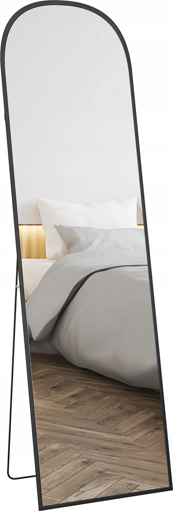 Fali Tükör Alumínium Keret Fekete Álló Tükör Nappali Elegáns