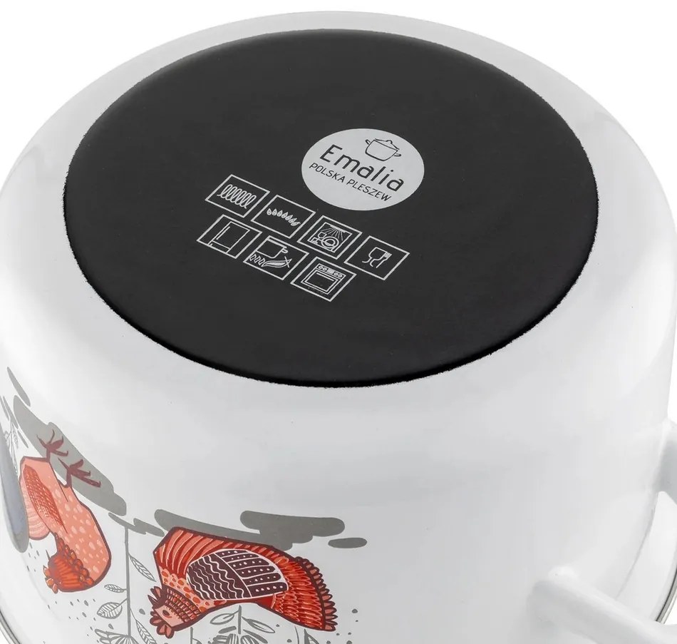 Emalia Pleszew Rubinka zománcozott edény fedővel , 20 cm, 3,7 l, 20 cm átmérőjű