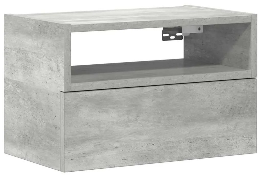 betonszürke falra szerelhető éjjeliszekrény 45 x 26 x 28,5 cm