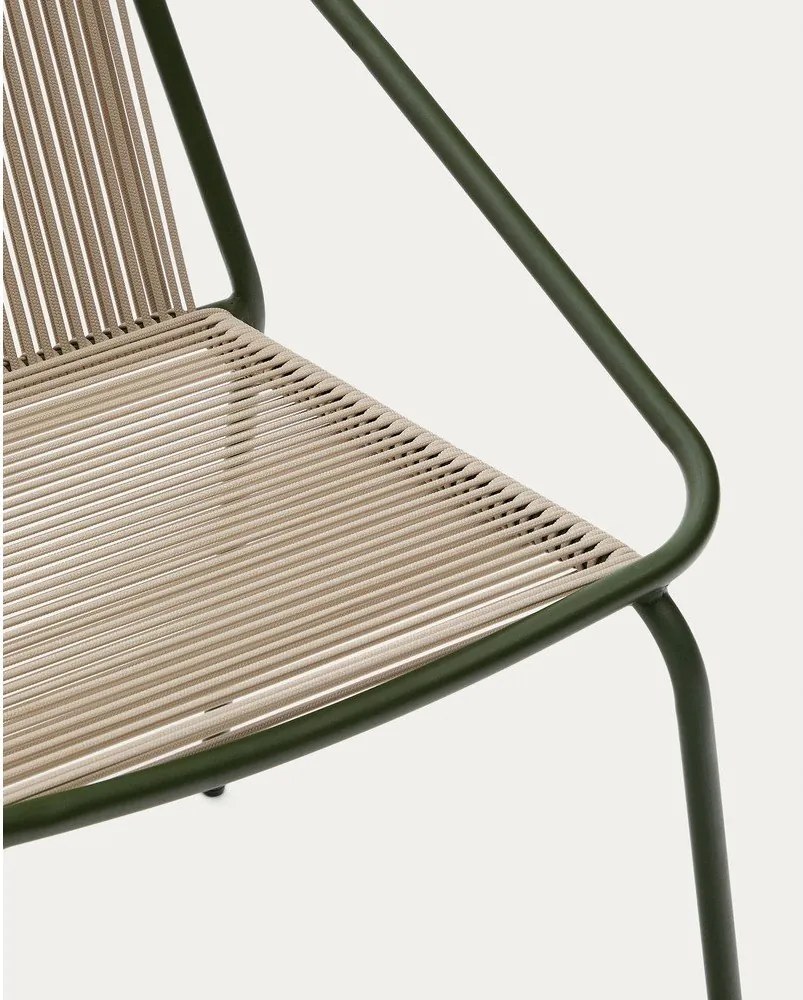 Sötétzöld-bézs fém kerti szék Zivia – Kave Home