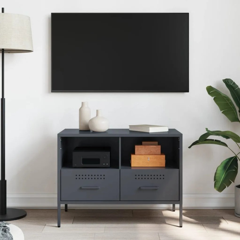 antracitszürke acél TV-szekrény 68 x 39 x 50,5 cm