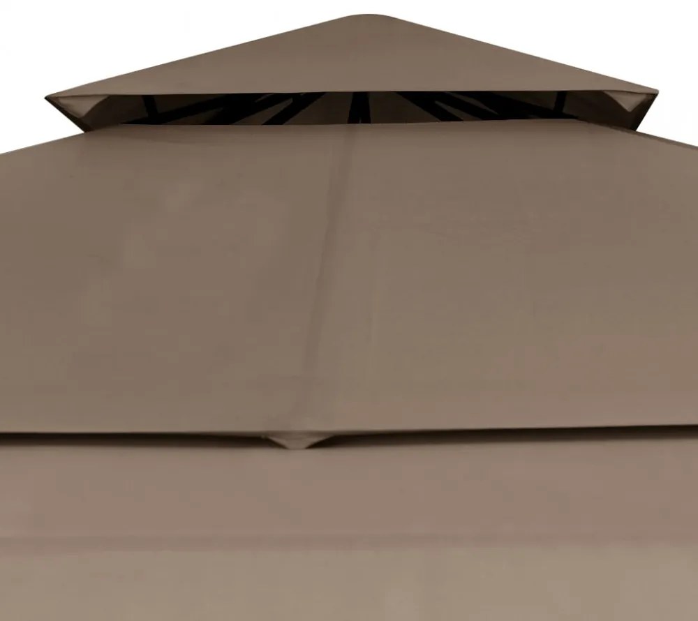 tópszínű pavilon dupla kibővített tetővel 3x3x2,75 m 180 g/m²