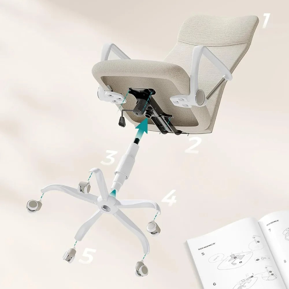 DINA irodai szék, max. 120 kg, bézs/fehér SongmicsHome