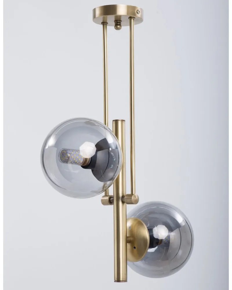 Szürke-aranyszínű mennyezeti lámpa üveg búrával ø 15 cm Libra – Squid Lighting