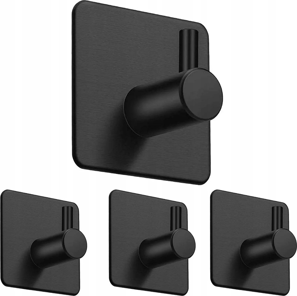 Törölközőtartó akasztók Konyhai fürdőszobai törlőkendők Öntapadós 4db Fekete