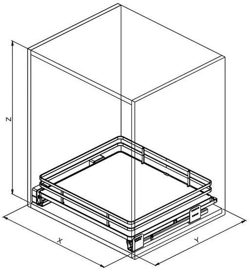 Konyhai fémrács, 600mm, fiók, antracit, teljes kihúzás, csillapított záródás, 30kg teherbírás, SIGE Infinity Plus 119