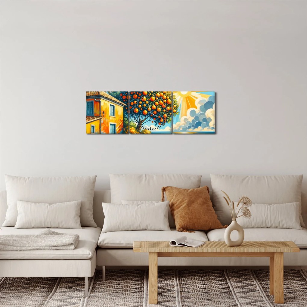 Kép - Ház narancsokkal I. (órával) (90x30 cm)