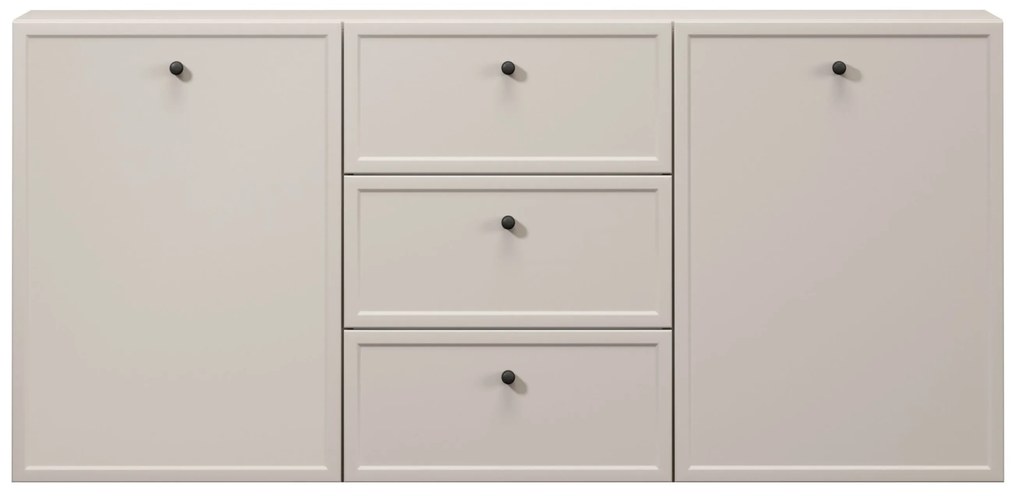 Lorini fali komód 150 cm - kasmír / fekete fogantyúk