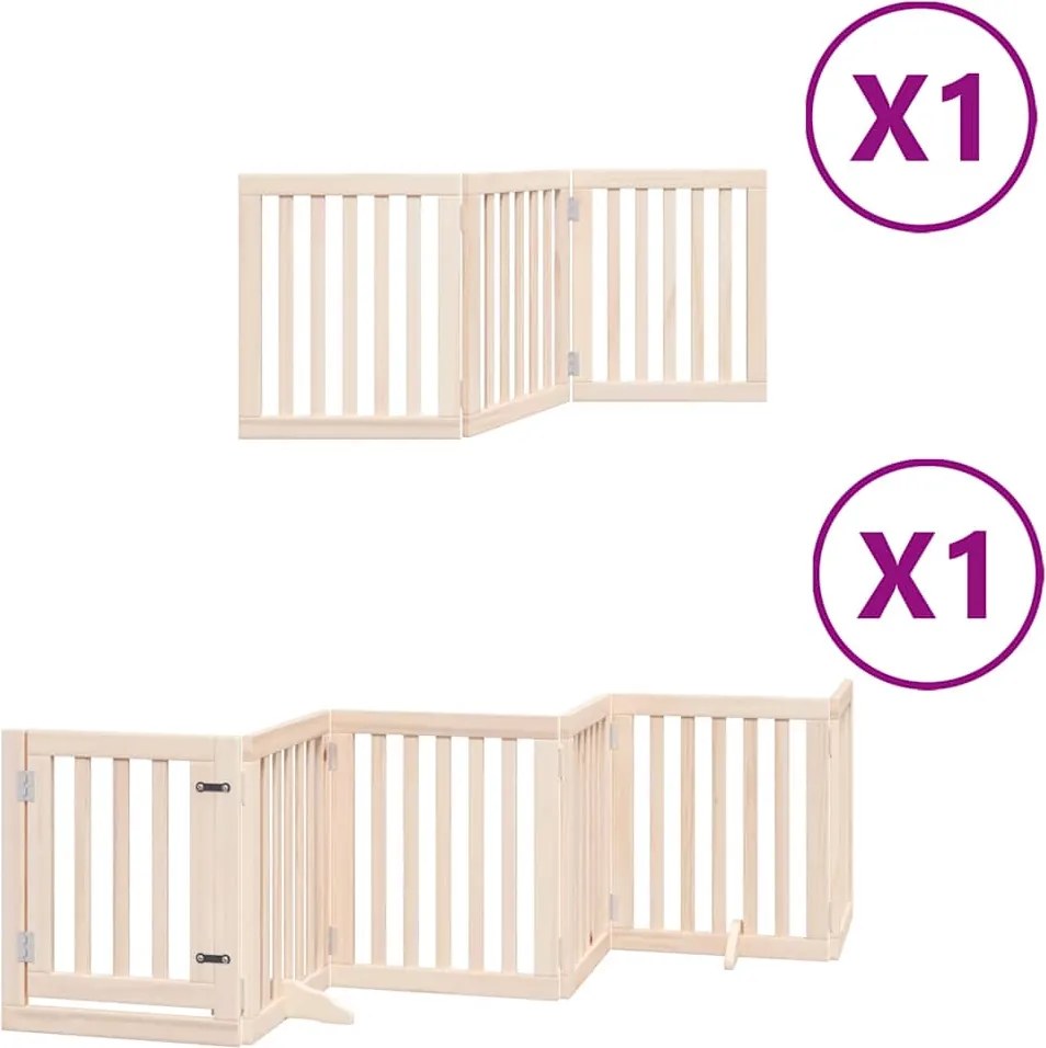vidaXL nyárfa 9 paneles összecsukható kutyakapu ajtóval 450 cm